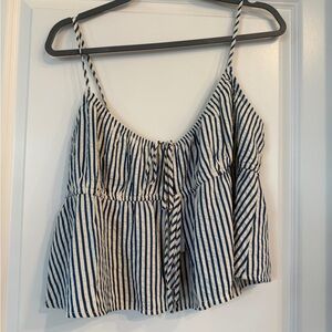 American Eagle Tie front cami blue and white